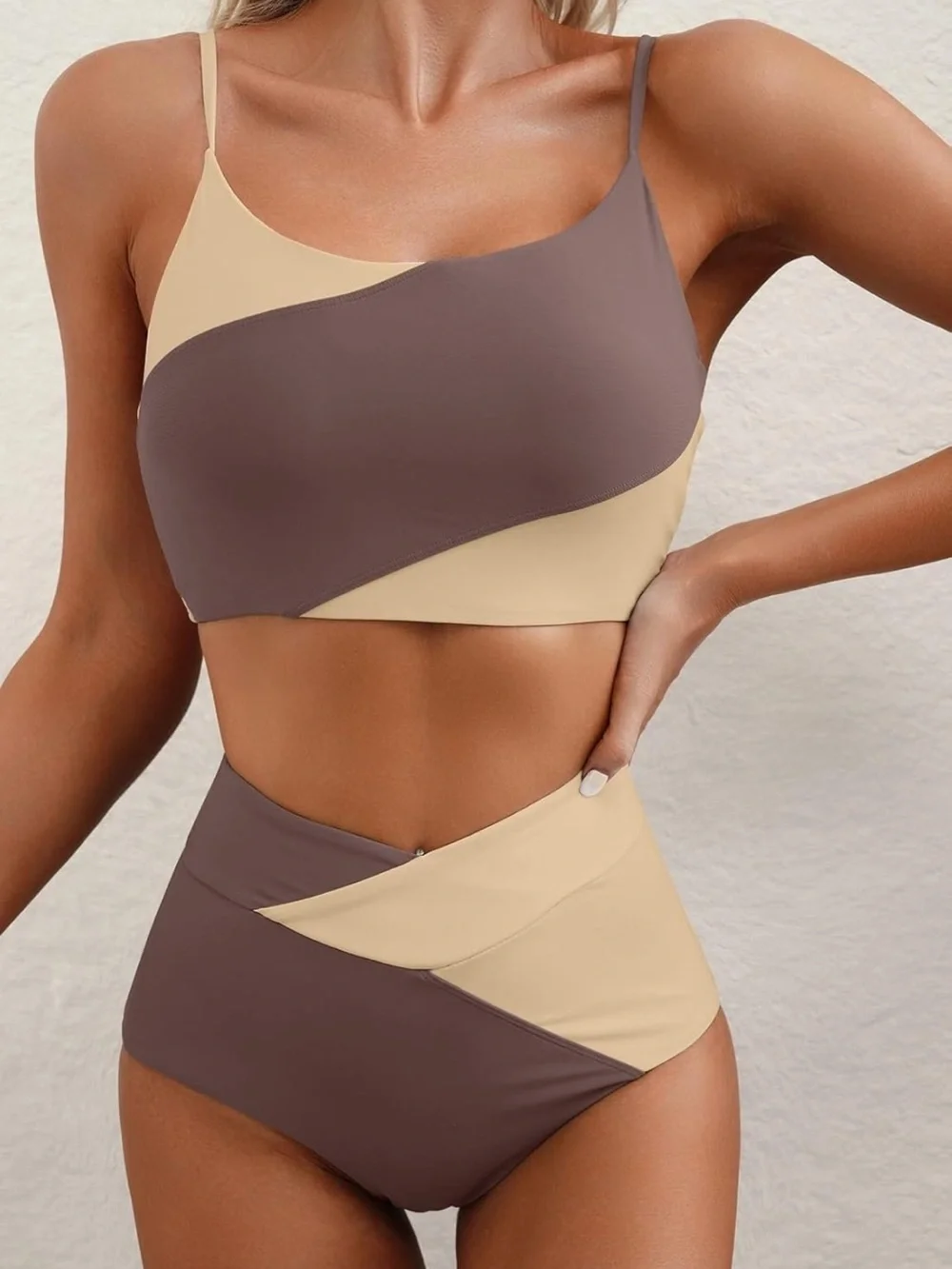 2 Piece High Waisted Bikini Sets Color Block Popular M  1403/bb7-2